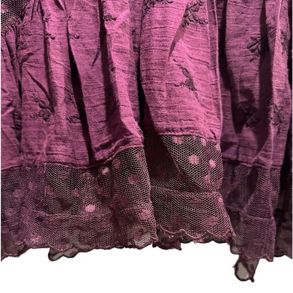 FREE PEOPLE Nostalgic Feels Blouse Burgundy Size Small - Picture 3 of 6